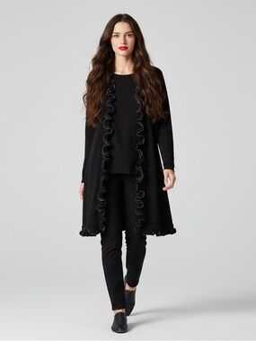 Ravel | Luxe Faux Leather Trim Duster Cardigan Size XL